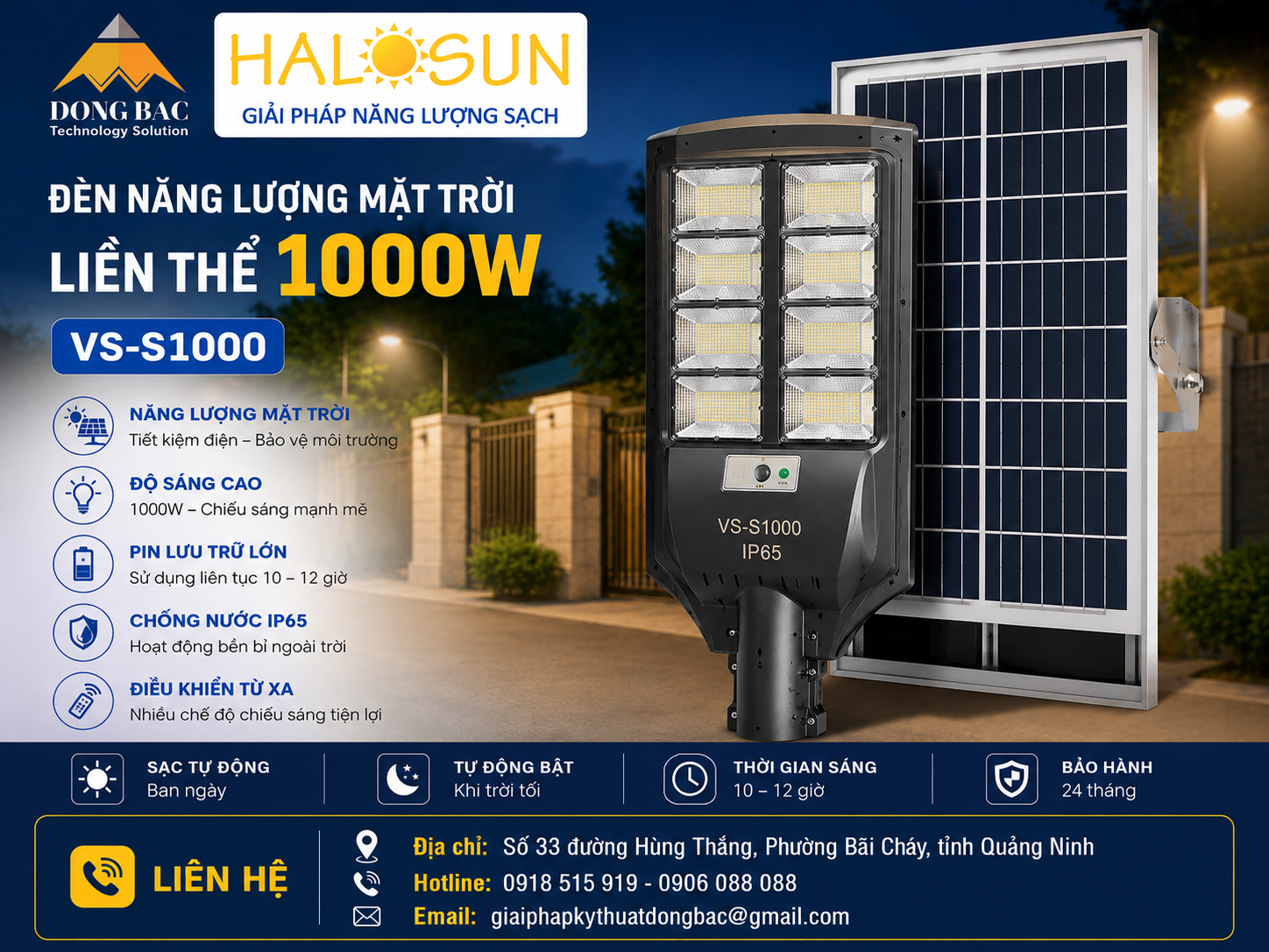 Đèn năng lượng mặt trời liền thể 1000W VS-S1000