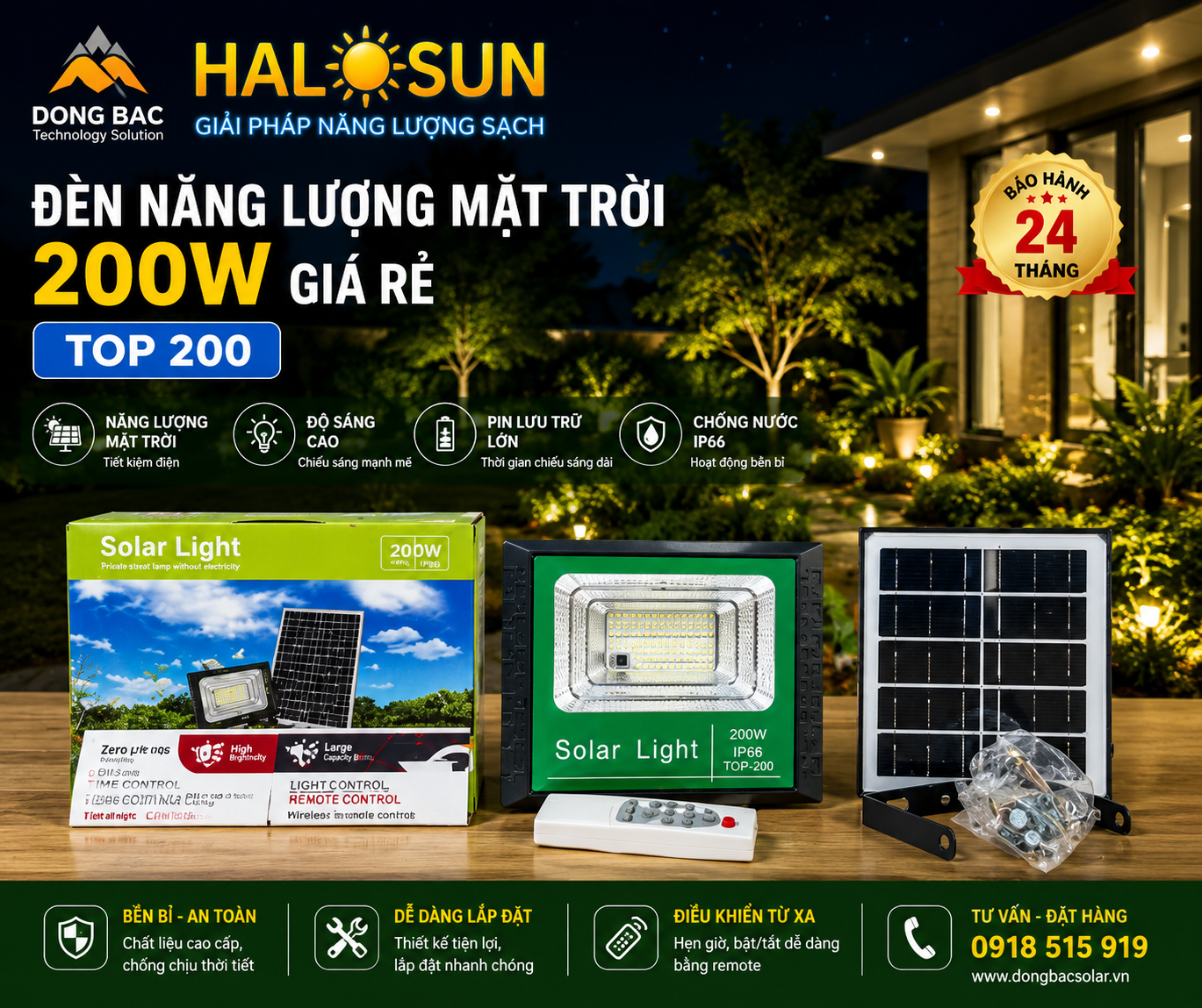 Đèn năng lượng mặt trời 200w giá rẻ TOP 200