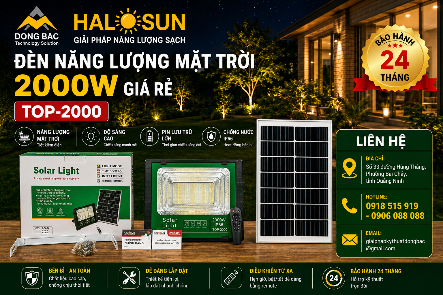 Đèn năng lượng mặt trời 2000w giá rẻ TOP-2000