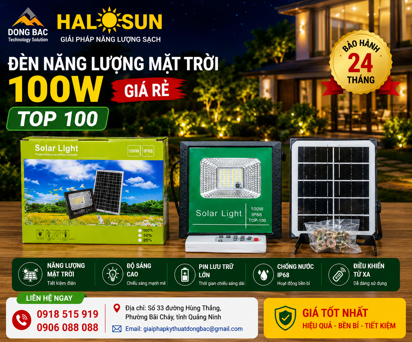 Đèn liền thể năng lượng mặt trời OLV-OLF-100W