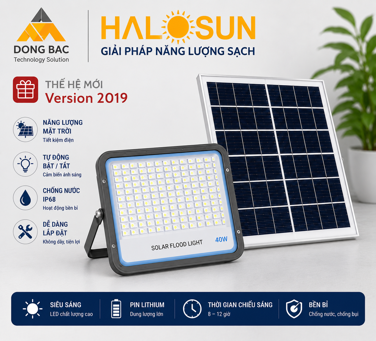 ĐÈN PHA NĂNG LƯỢNG MẶT TRỜI TẤM PIN MONO - VS40