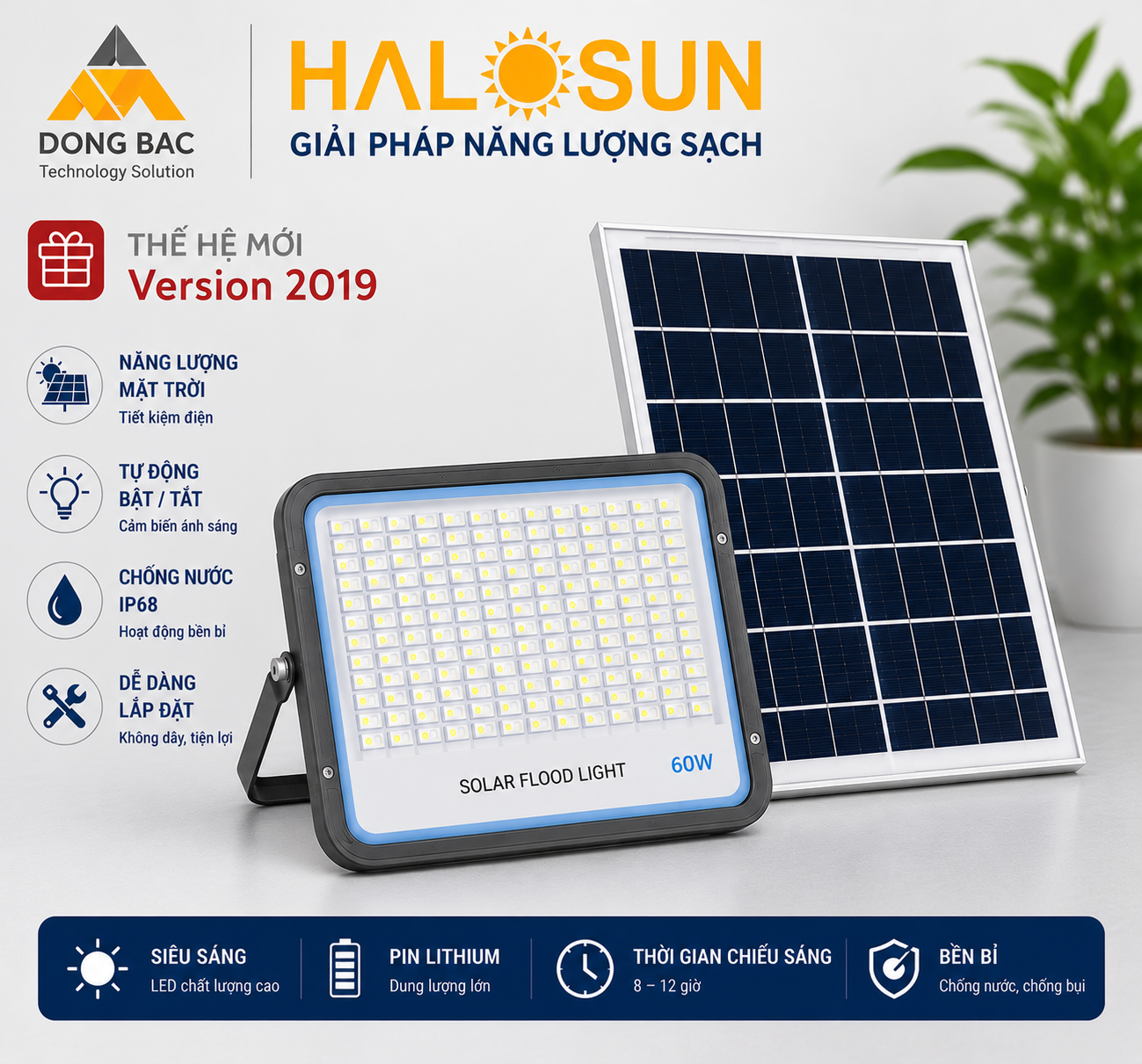 ĐÈN PHA NĂNG LƯỢNG MẶT TRỜI TẤM PIN MONO - VS60