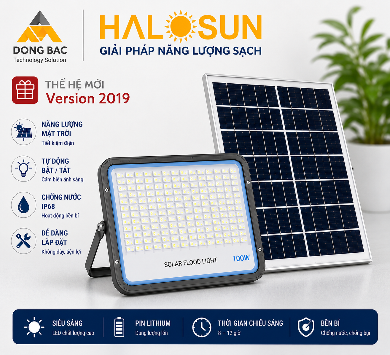 ĐÈN PHA NĂNG LƯỢNG MẶT TRỜI TẤM PIN MONO - VS100