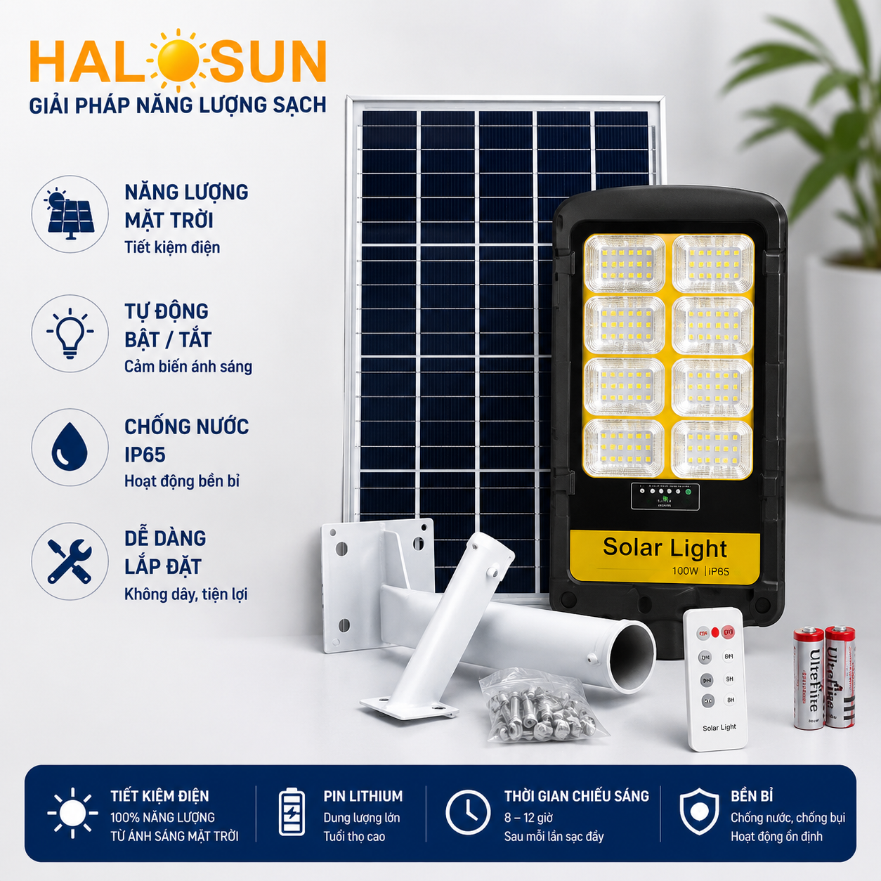 ĐÈN ĐƯỜNG NĂNG LƯỢNG MẶT TRỜI 200W JD699