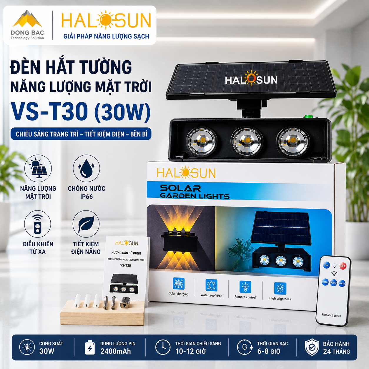 ĐÈN HẮT TƯỜNG NĂNG LƯỢNG MẶT TRỜI VS-T30 (30W)