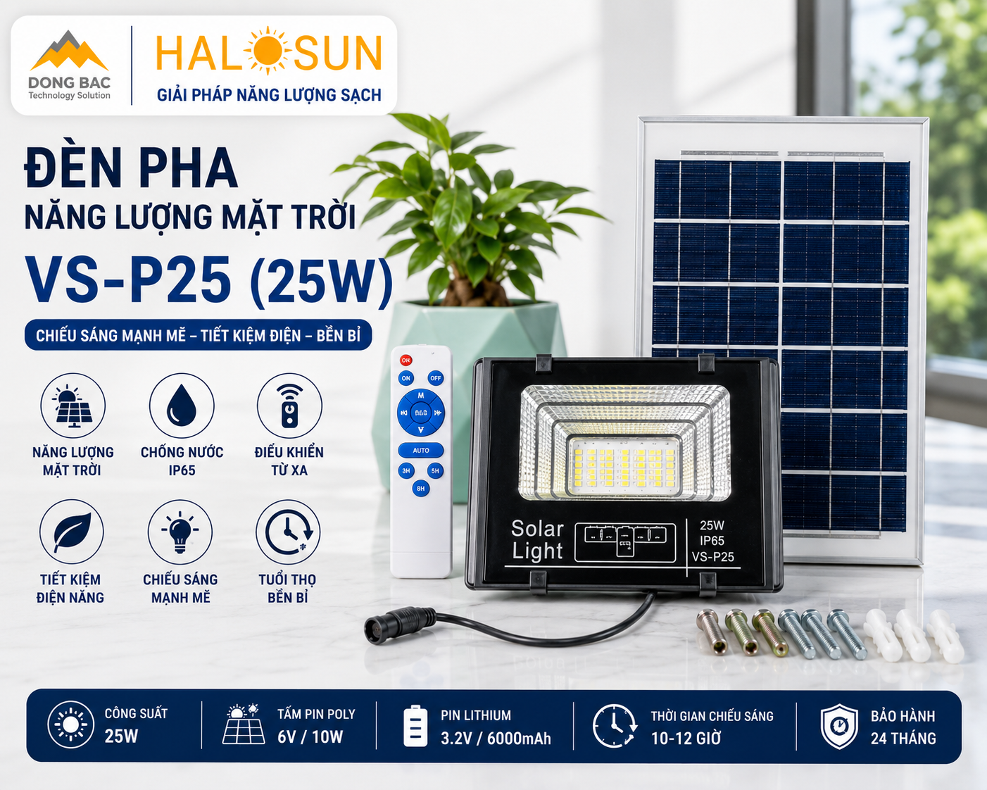 ĐÈN PHA NĂNG LƯỢNG MẶT TRỜI VS-P25 (25W)