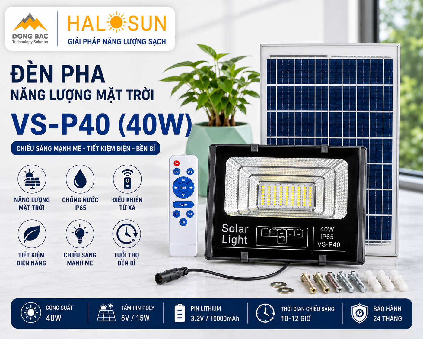 ĐÈN PHA NĂNG LƯỢNG MẶT TRỜI VS-P40 (40W)