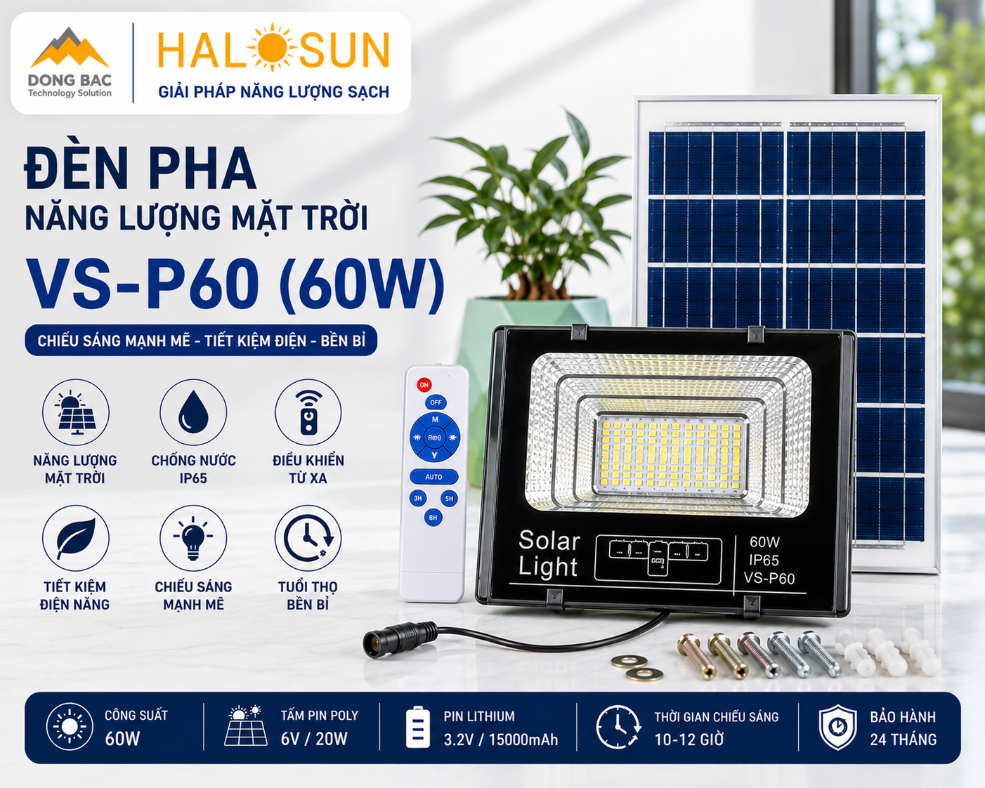 ĐÈN PHA NĂNG LƯỢNG MẶT TRỜI VS-P60 (60W)