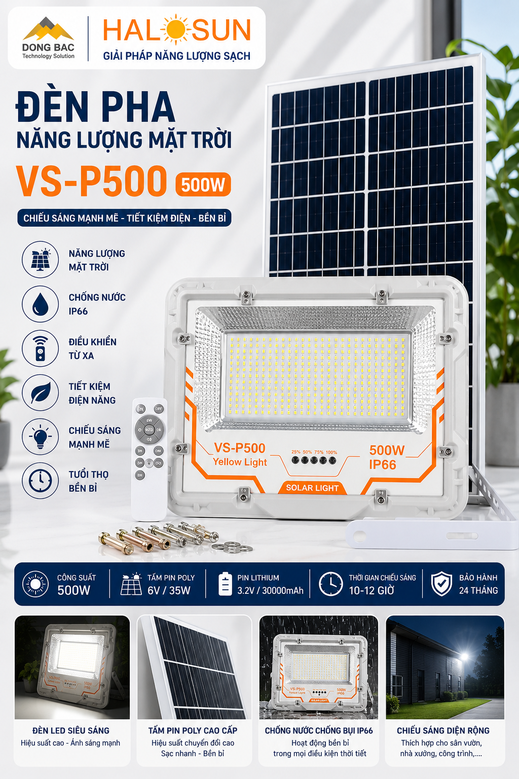 ĐÈN PHA NĂNG LƯỢNG MẶT TRỜI VS-P500 500W