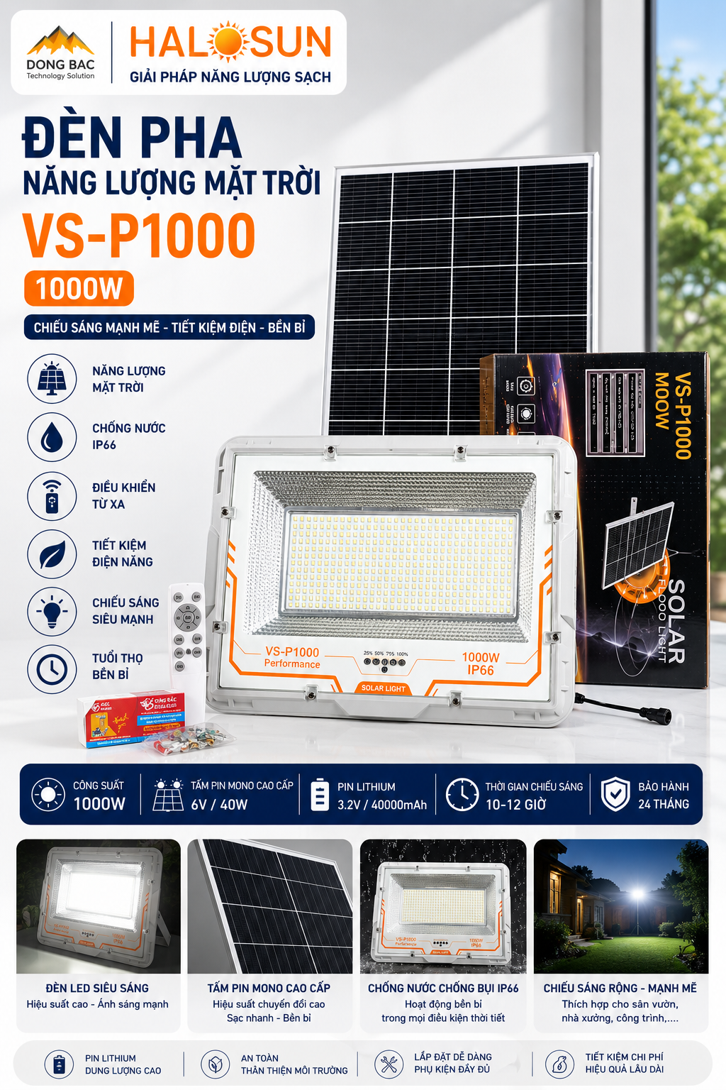 ĐÈN PHA NĂNG LƯỢNG MẶT TRỜI VS-P1000 1000W