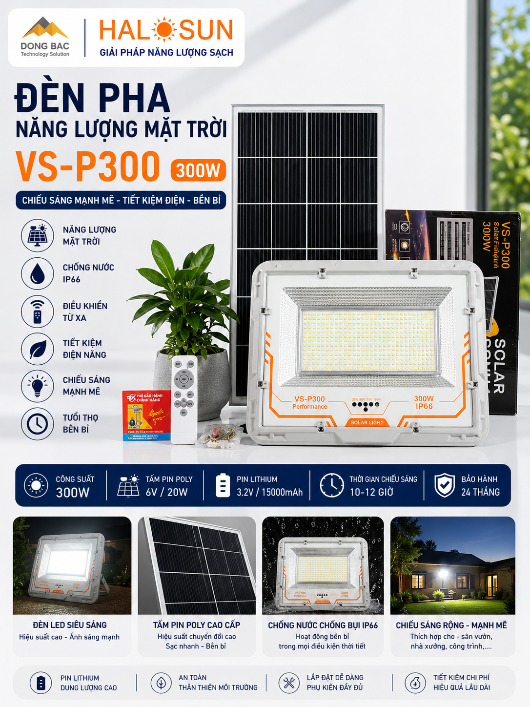ĐÈN PHA NĂNG LƯỢNG MẶT TRỜI VS-P300 300W