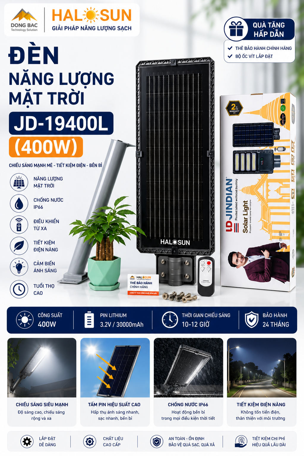 Đèn năng lượng mặt trời JD-19400L (400w)