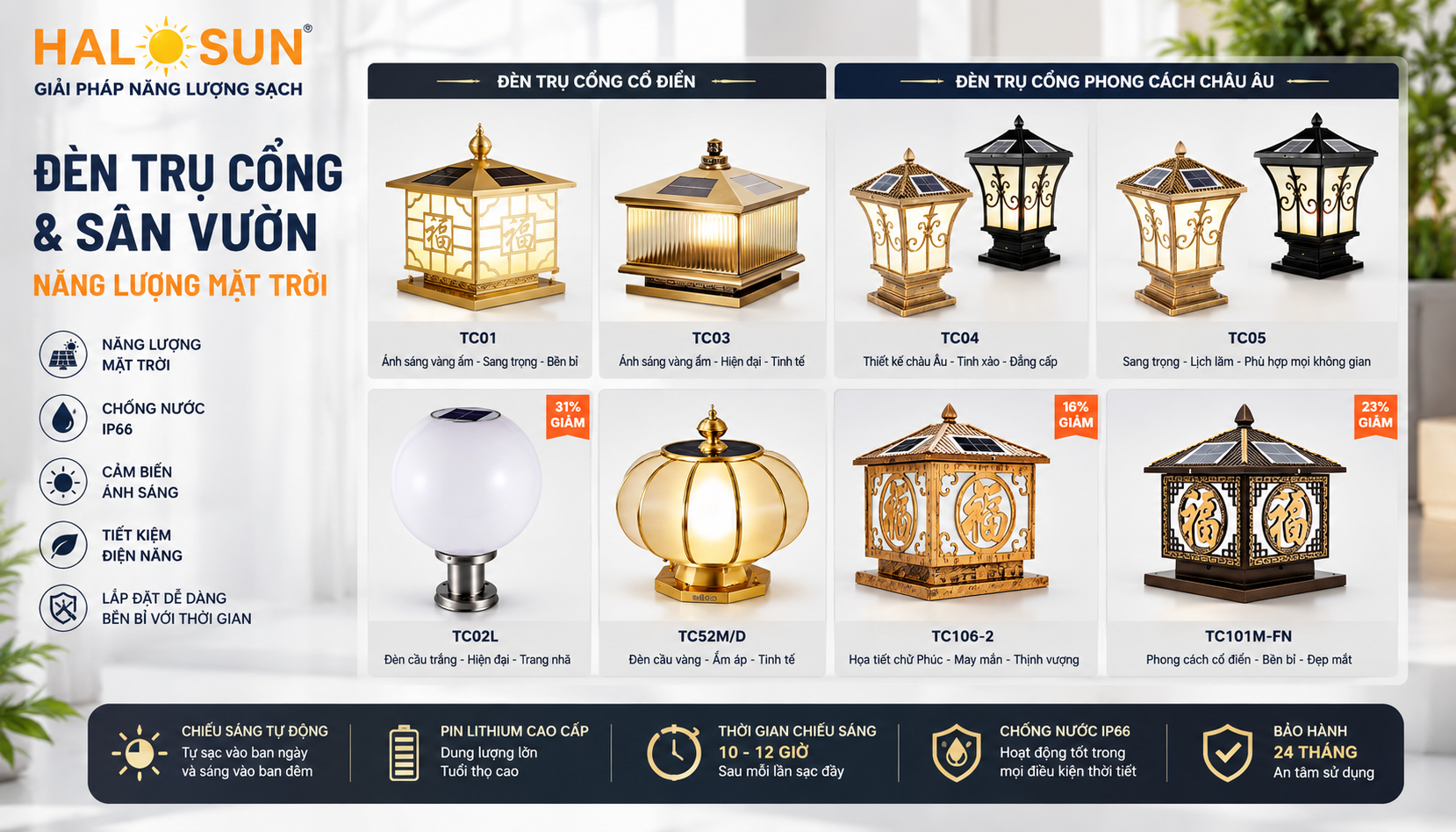 ĐÈN TRỤ CỔNG NĂNG LƯỢNG MẶT TRỜI