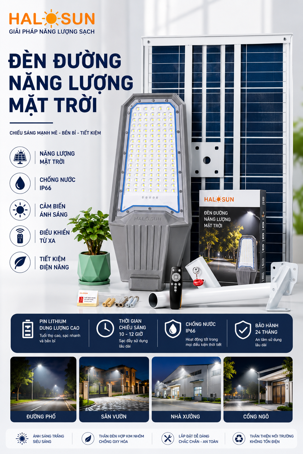 ĐÈN ĐƯỜNG NĂNG LƯỢNG MẶT TRỜI DỰ ÁN VS-D400 PRO SIÊU SÁNG