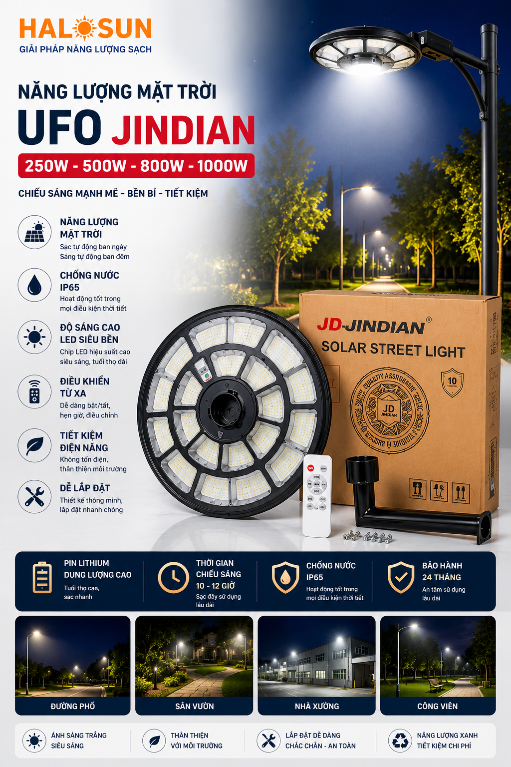 ĐÈN NĂNG LƯỢNG MẶT TRỜI UFO JINDIAN 250W-500W-800W-1000W