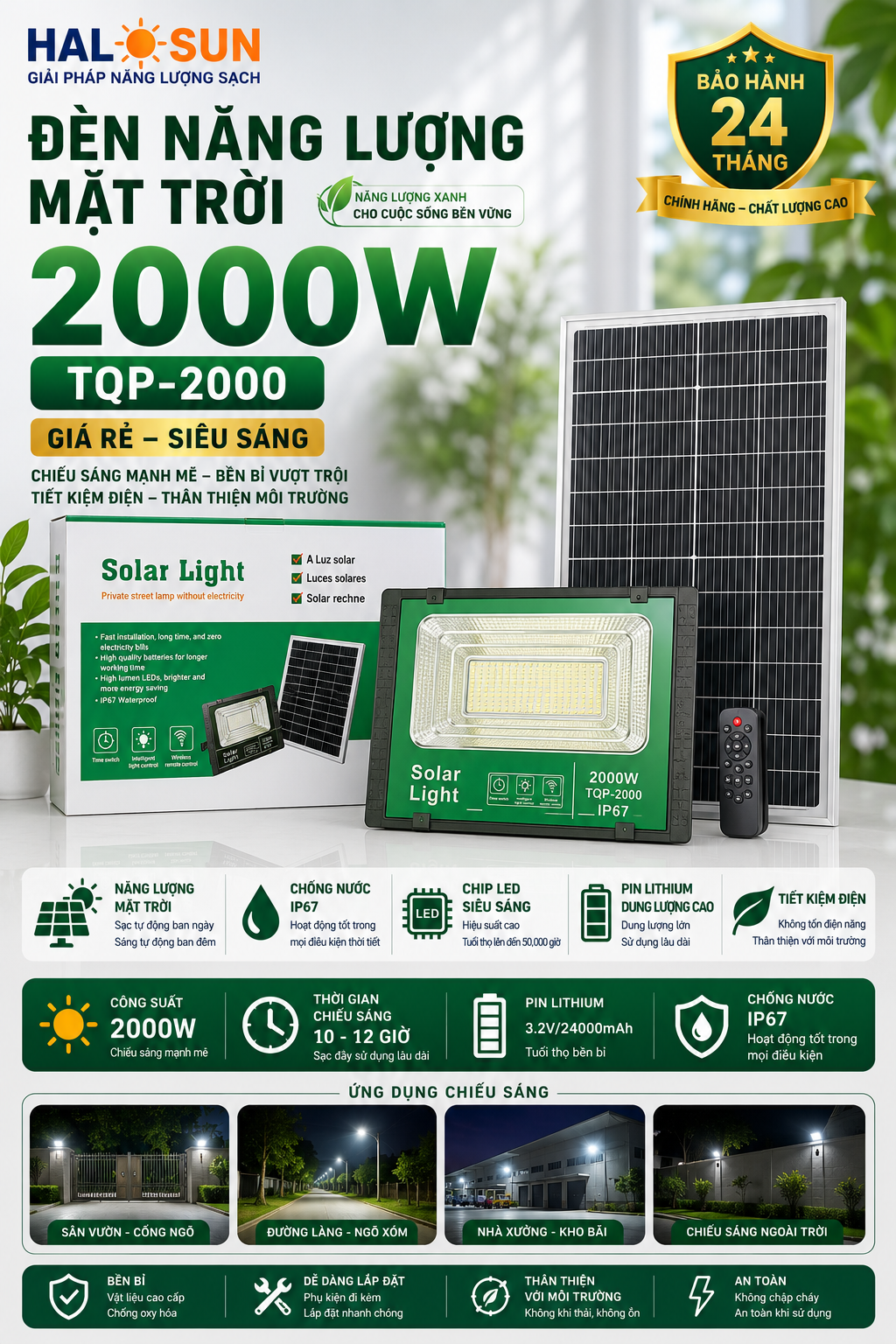 ĐÈN NĂNG LƯỢNG MẶT TRỜI 2000W GIÁ RẺ TQP-2000