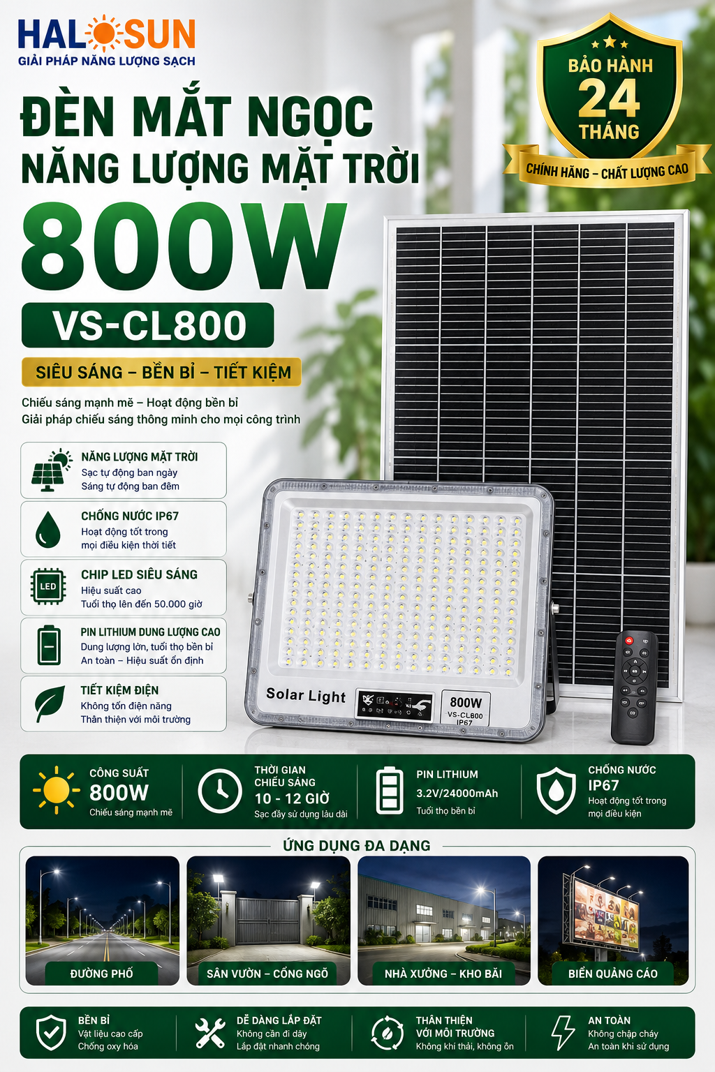 ĐÈN MẮT NGỌC NĂNG LƯỢNG MẶT TRỜI 800W VS-CL800